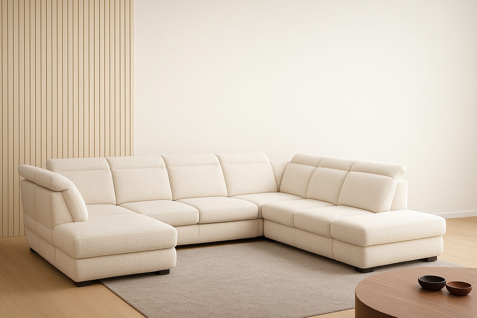 2BM - Canapé d'angle Irys - Droite - Fonction lit - Pouf - Rangement - 260x350x220cm