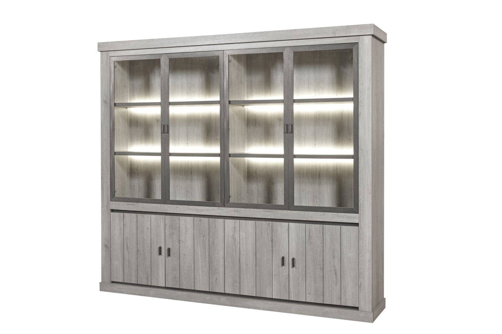 Image of GBO - Bibliotheek Mathieu - Dark forrest eik - 250x225x49cm. Met deze tijdloze boekenkast kiest u voor klasse met een cottage knipoog. De hoogwaardige kwalite...