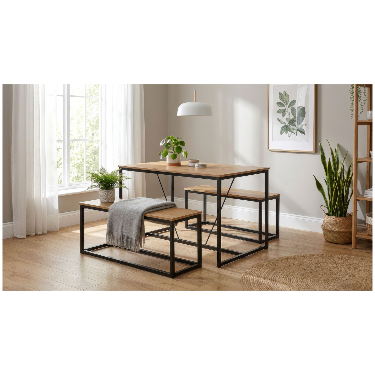 FIN - Ensemble de salle à manger Augsburg 82A - Chêne artisan - 120 x 75 x 80 cm