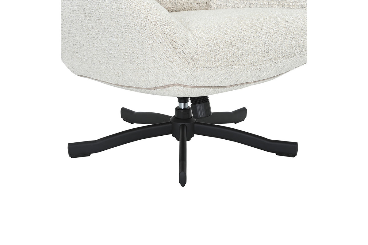 Rousseau - Fauteuil pivotant Jeanne - Fonction bascule - Avec Repose-pieds - Écru - 99 x 74 x 94.5 cm