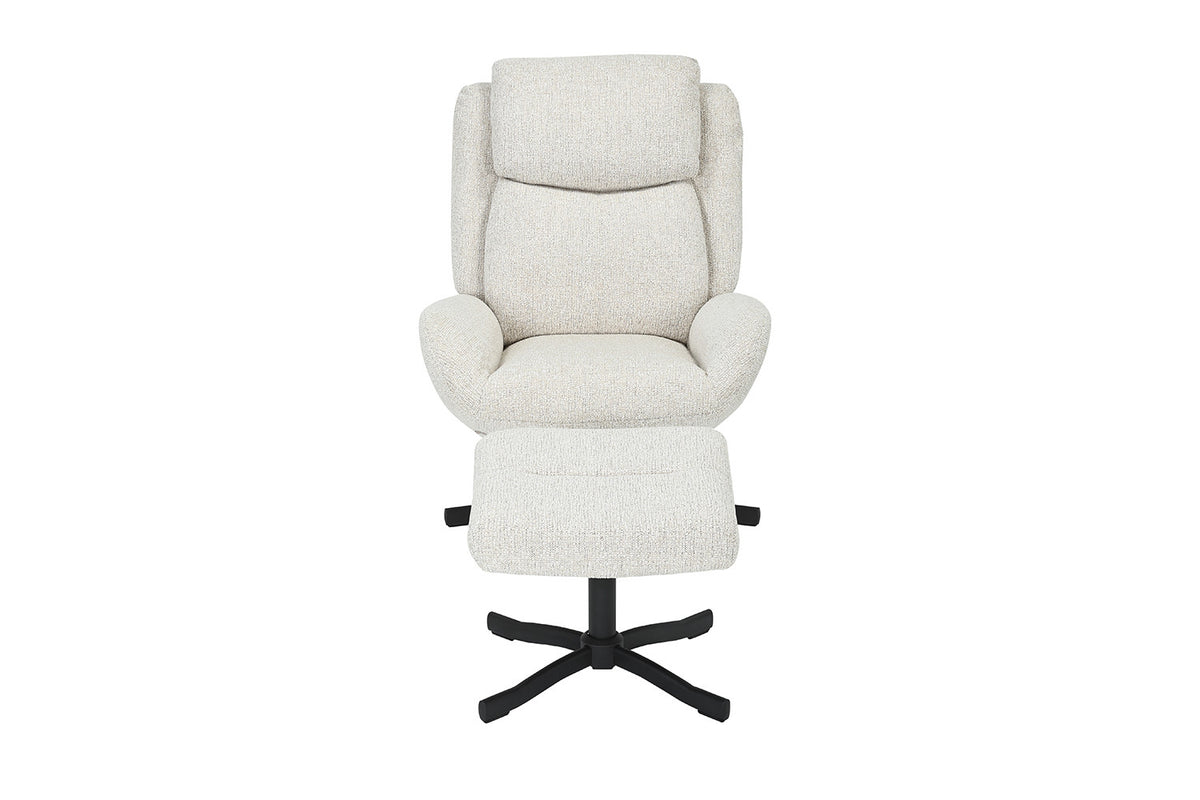 Rousseau - Fauteuil pivotant Jeanne - Fonction bascule - Avec Repose-pieds - Écru - 99 x 74 x 94.5 cm