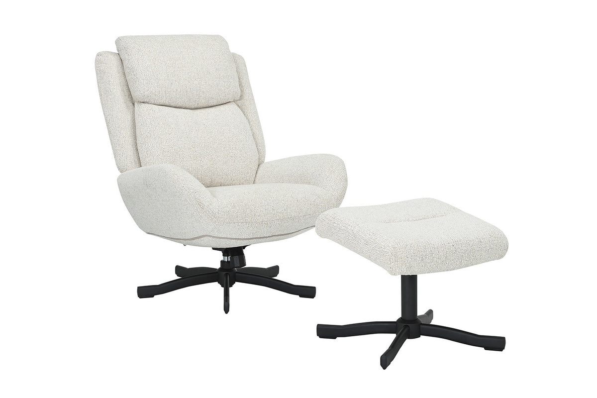 Rousseau - Fauteuil pivotant Jeanne - Fonction bascule - Avec Repose-pieds - Écru - 99 x 74 x 94.5 cm
