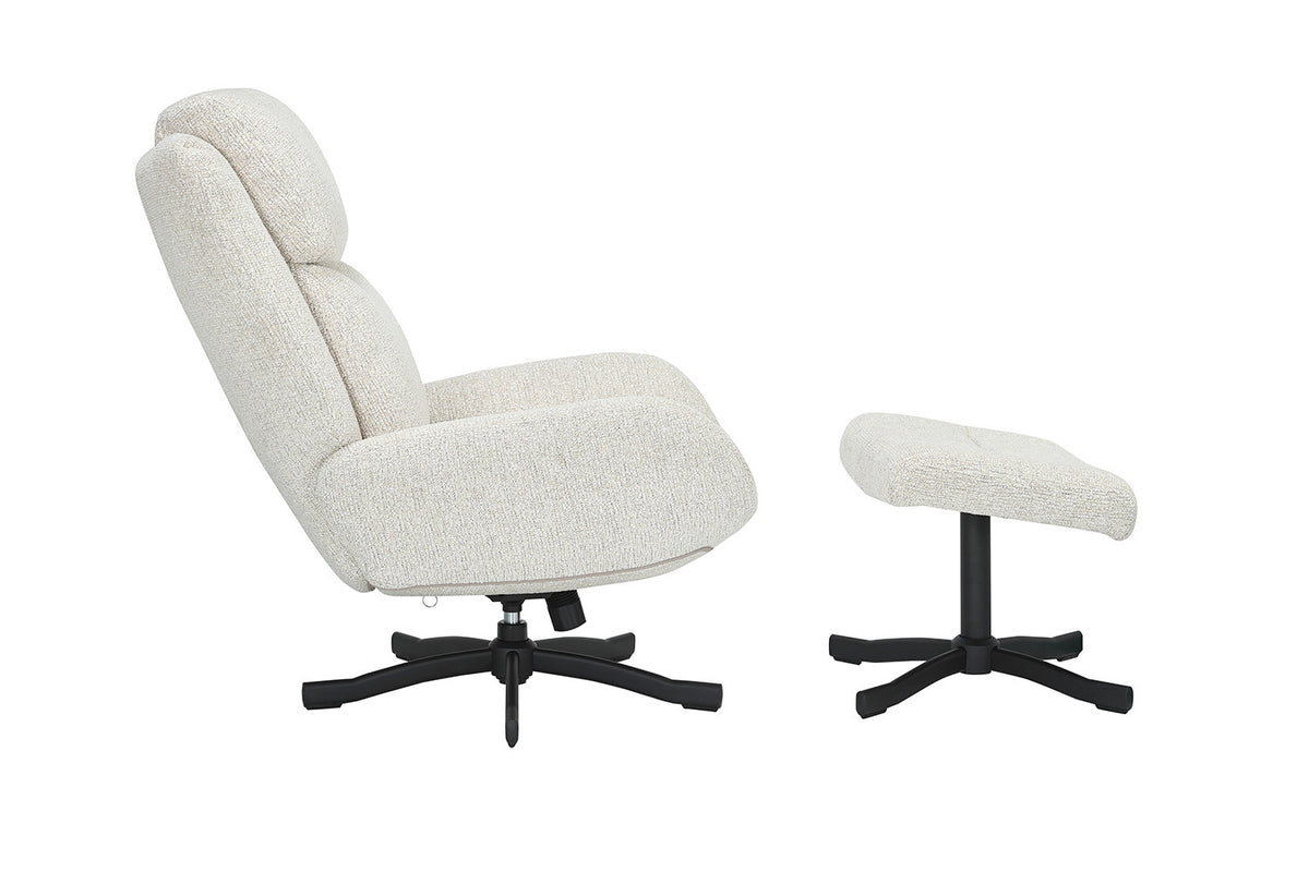 Rousseau - Fauteuil pivotant Jeanne - Fonction bascule - Avec Repose-pieds - Écru - 99 x 74 x 94.5 cm