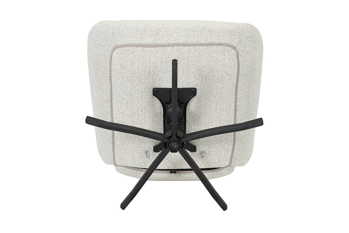 Rousseau - Fauteuil pivotant Jeanne - Fonction bascule - Avec Repose-pieds - Écru - 99 x 74 x 94.5 cm