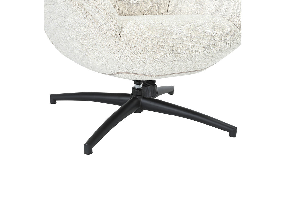 Rousseau - Fauteuil pivotant Judith - Fonction bascule - Avec Repose-pieds - Écru - 100 x 88 x 79 cm