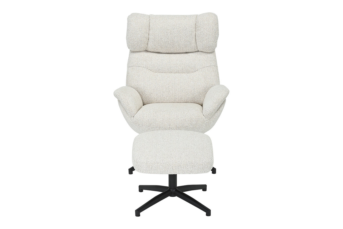 Rousseau - Fauteuil pivotant Judith - Fonction bascule - Avec Repose-pieds - Écru - 100 x 88 x 79 cm