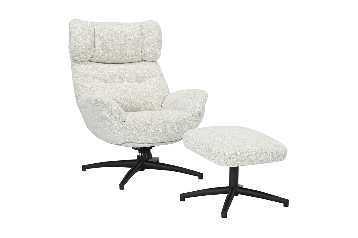 Rousseau - Fauteuil pivotant Judith - Fonction bascule - Avec Repose-pieds - Écru - 100 x 88 x 79 cm