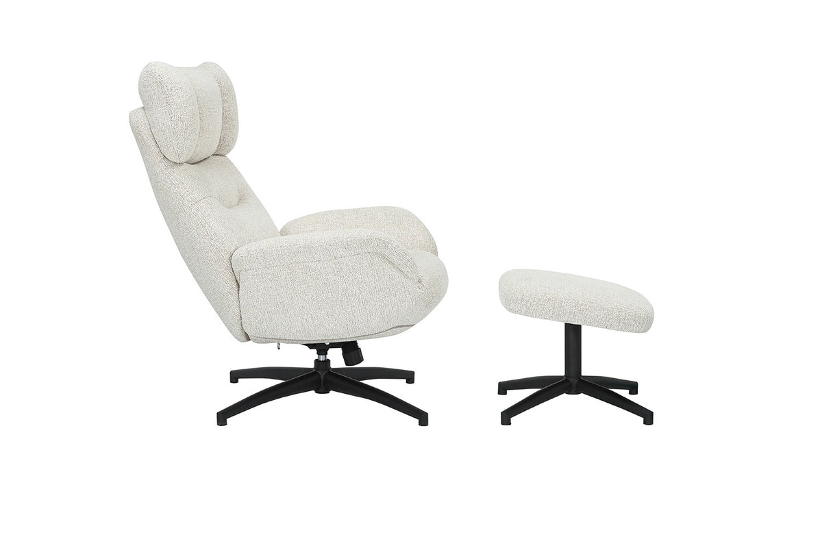 Rousseau - Fauteuil pivotant Judith - Fonction bascule - Avec Repose-pieds - Écru - 100 x 88 x 79 cm