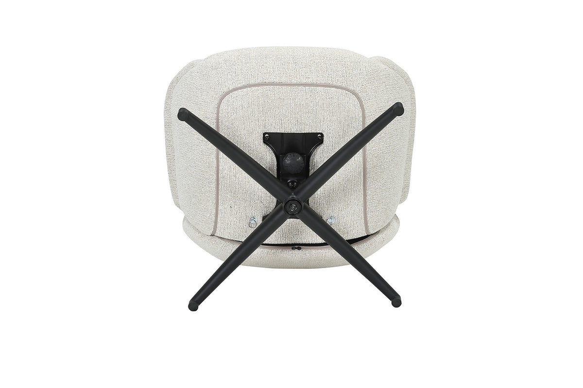 Rousseau - Fauteuil pivotant Judith - Fonction bascule - Avec Repose-pieds - Écru - 100 x 88 x 79 cm