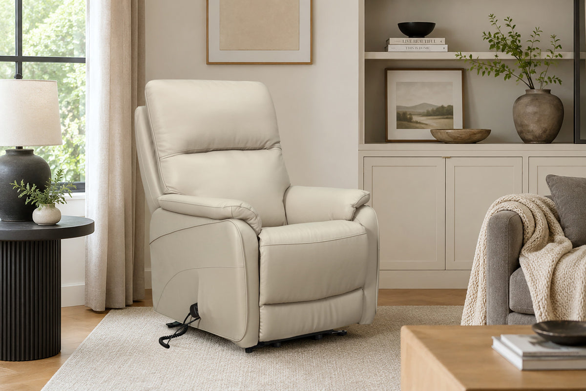 Rousseau - Fauteuil relax Pigna - Électrique avec Releveur - Semi-cuir Beige - 109 x 93 x 75 cm