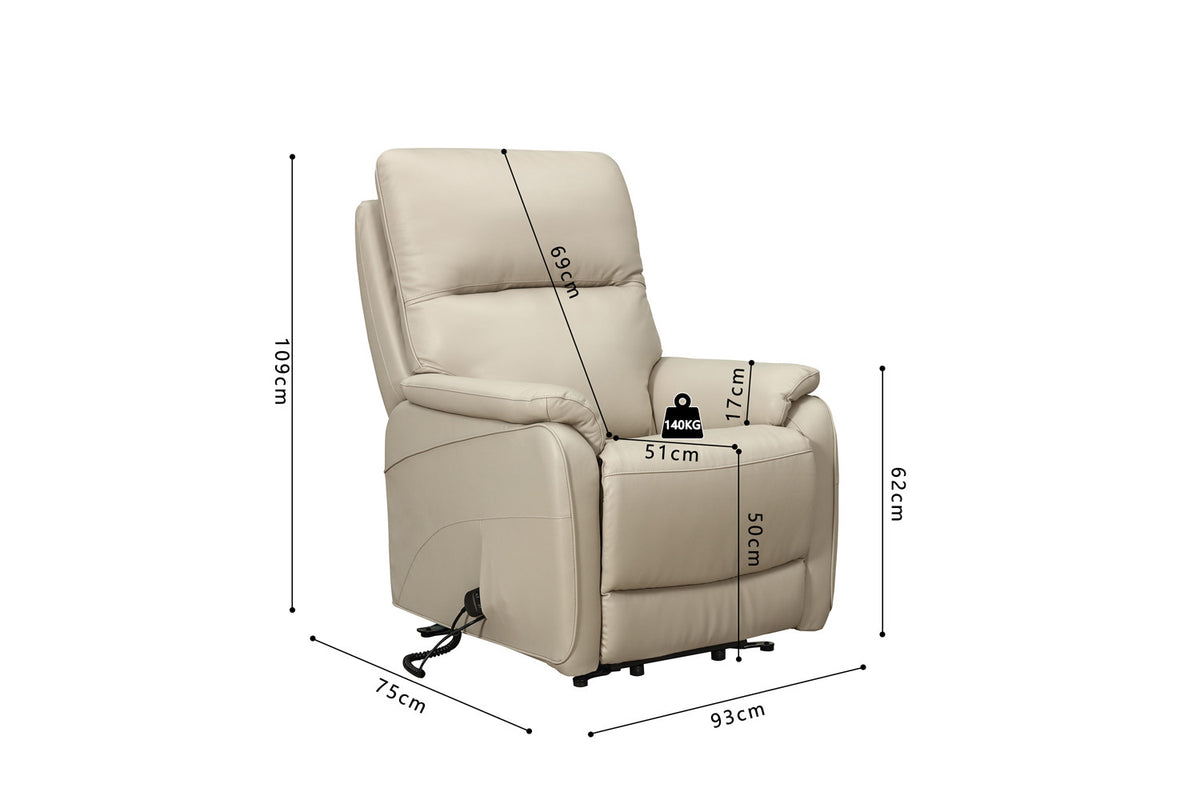 Rousseau - Fauteuil relax Pigna - Électrique avec Releveur - Semi-cuir Beige - 109 x 93 x 75 cm