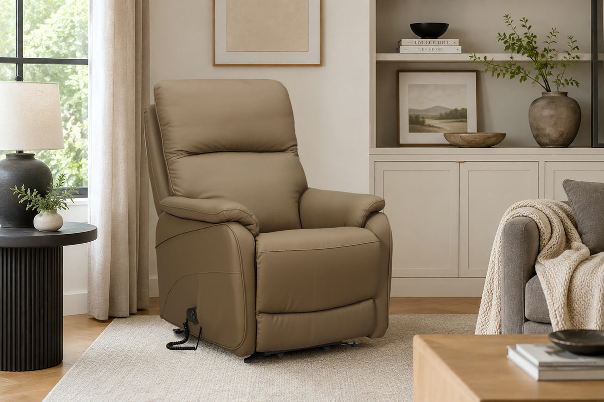 Rousseau - Fauteuil relax Pigna - Électrique avec Releveur - Semi-cuir Taupe - 109 x 93 x 75 cm