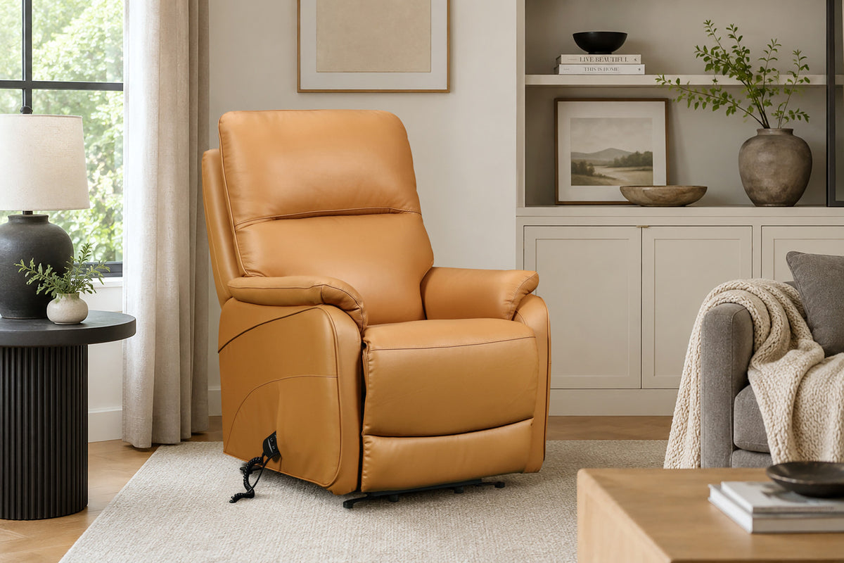 Rousseau - Fauteuil relax Pigna - Électrique avec Releveur - Semi-cuir Cognac - 109 x 93 x 75 cm