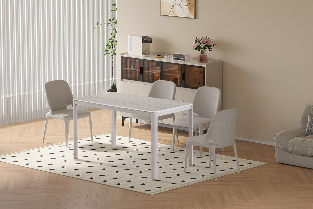 Rousseau - Table à manger Sora - Pierre Travertin Beige - 76 x 130 x 80 cm