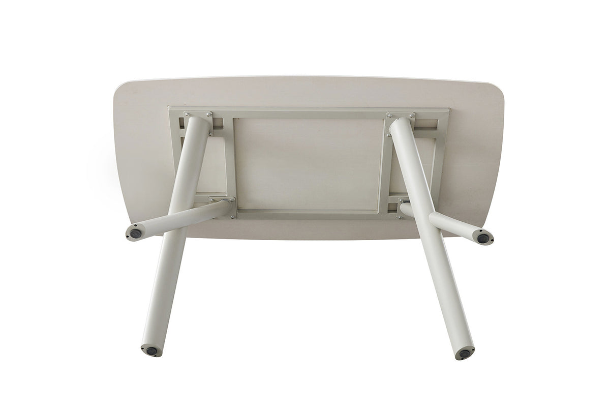 Rousseau - Table à manger rectangulaire Orion - Pierre Beige - Pied Beige - 76 x 160 x 90 cm
