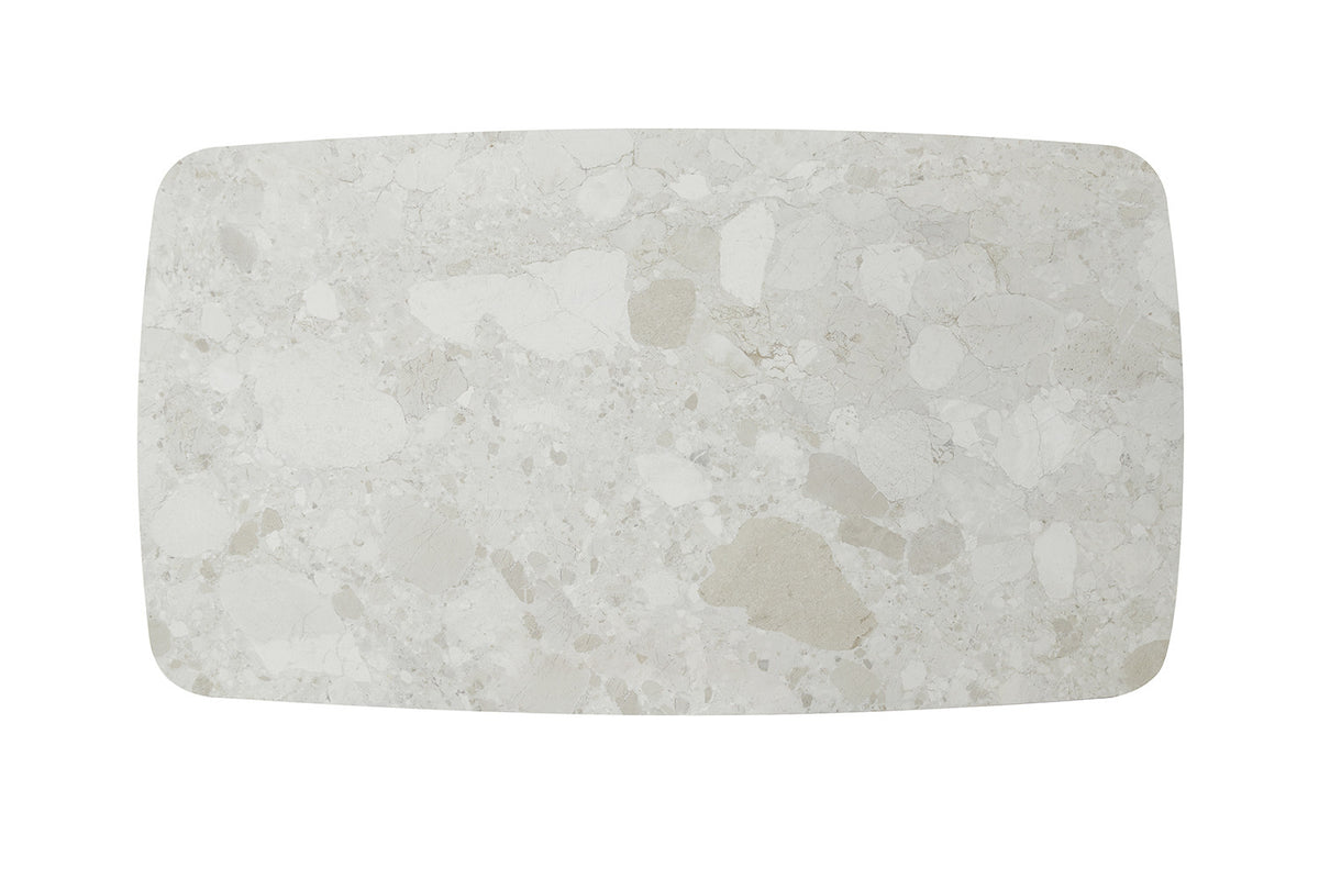 Rousseau - Table à manger rectangulaire Orion - Pierre Beige - Pied Beige - 76 x 160 x 90 cm
