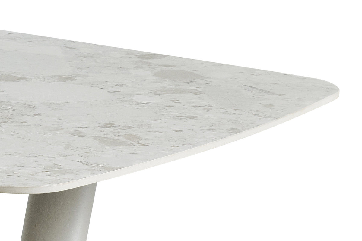 Rousseau - Table à manger rectangulaire Orion - Pierre Beige - Pied Beige - 76 x 160 x 90 cm