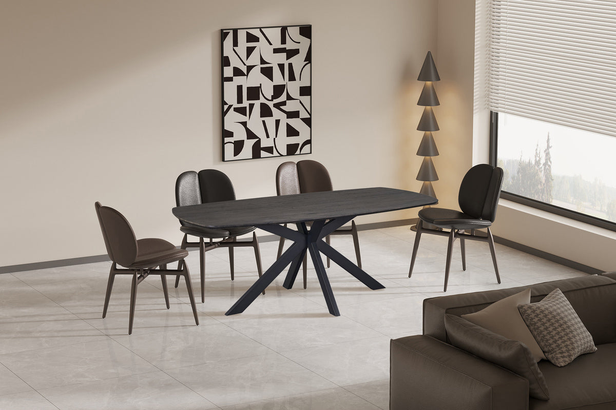 Rousseau - Table à manger ovale danoise Aziz - Décor Brun foncé - 76 x 200 x 100 cm