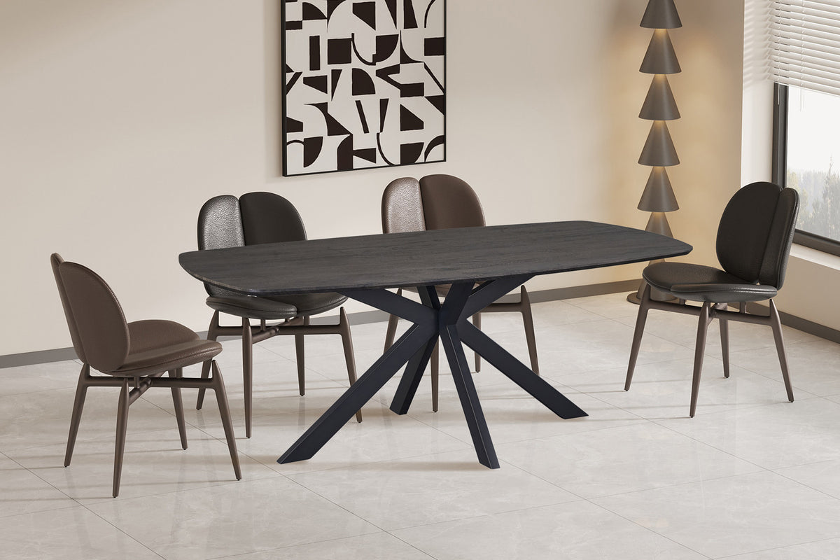 Rousseau - Table à manger ovale danoise Aziz - Décor Brun foncé - 76 x 200 x 100 cm
