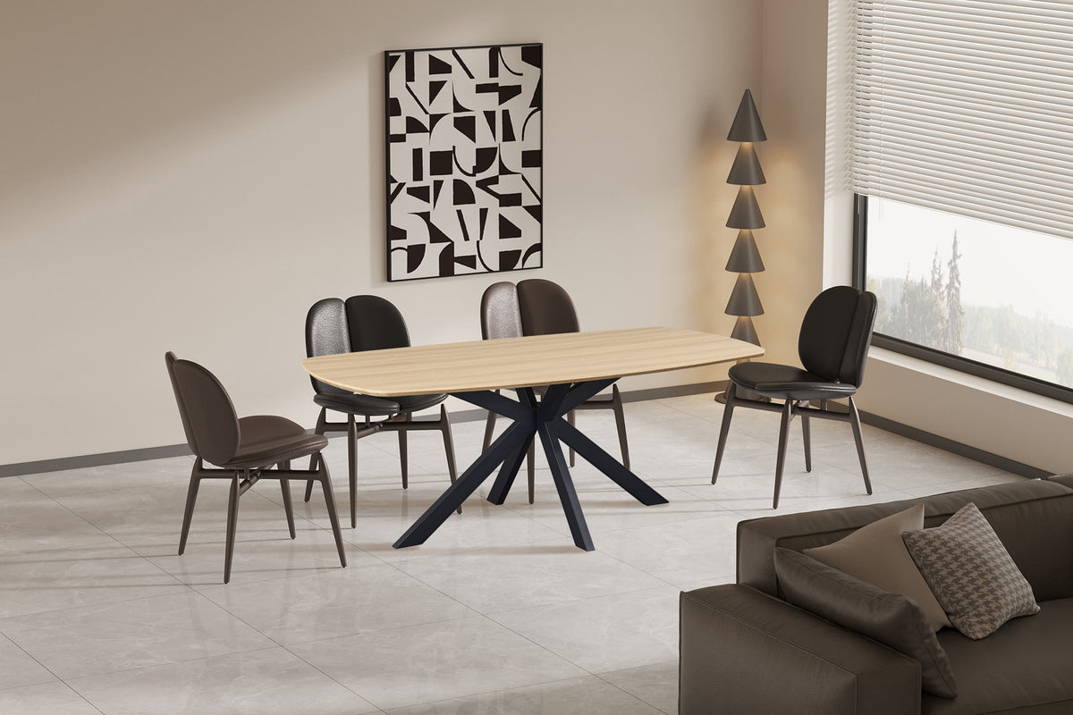 Rousseau - Table à manger ovale danoise Aziz - Décor Chêne naturel - 76 x 200 x 100 cm