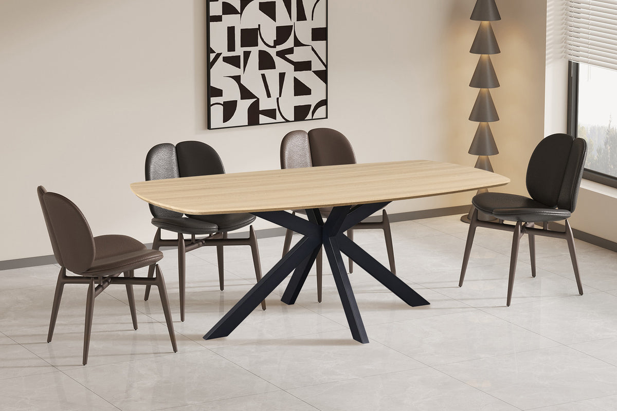 Rousseau - Table à manger ovale danoise Aziz - Décor Chêne naturel - 76 x 200 x 100 cm