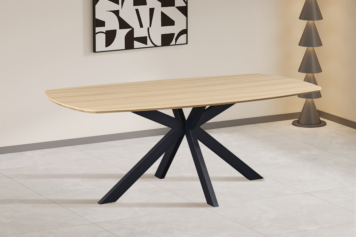 Rousseau - Table à manger ovale danoise Aziz - Décor Chêne naturel - 76 x 200 x 100 cm