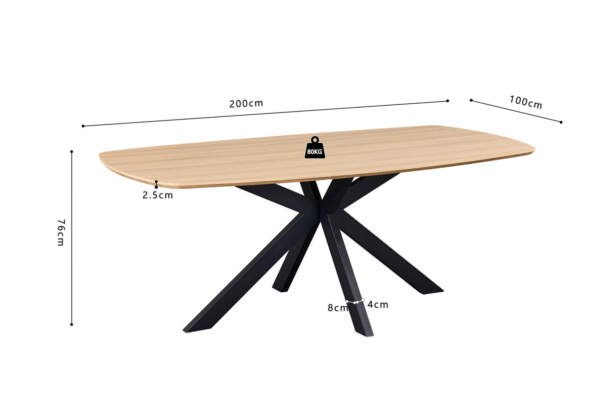 Rousseau - Table à manger ovale danoise Aziz - Décor Chêne naturel - 76 x 200 x 100 cm