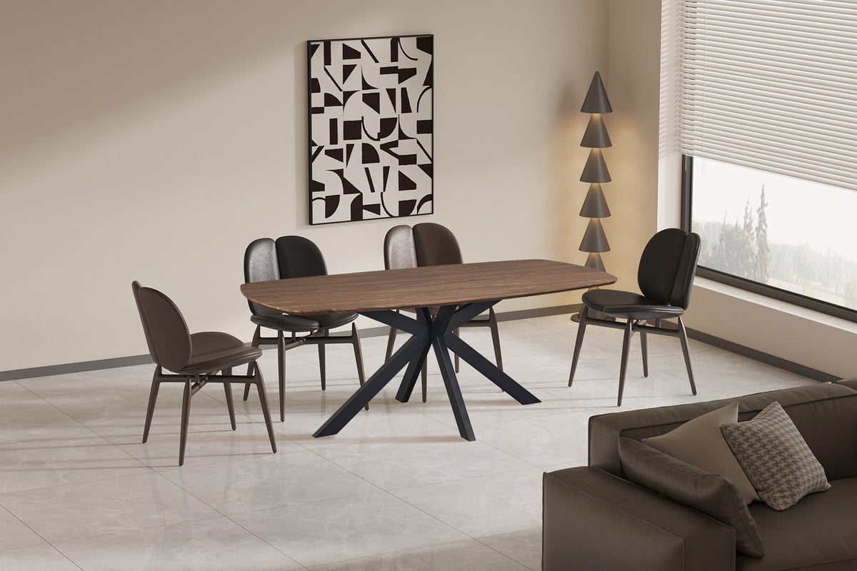 Rousseau - Table à manger ovale danoise Aziz - Décor Chêne foncé - 76 x 200 x 100 cm