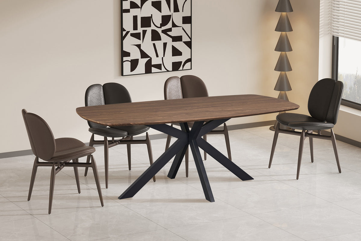 Rousseau - Table à manger ovale danoise Aziz - Décor Chêne foncé - 76 x 200 x 100 cm