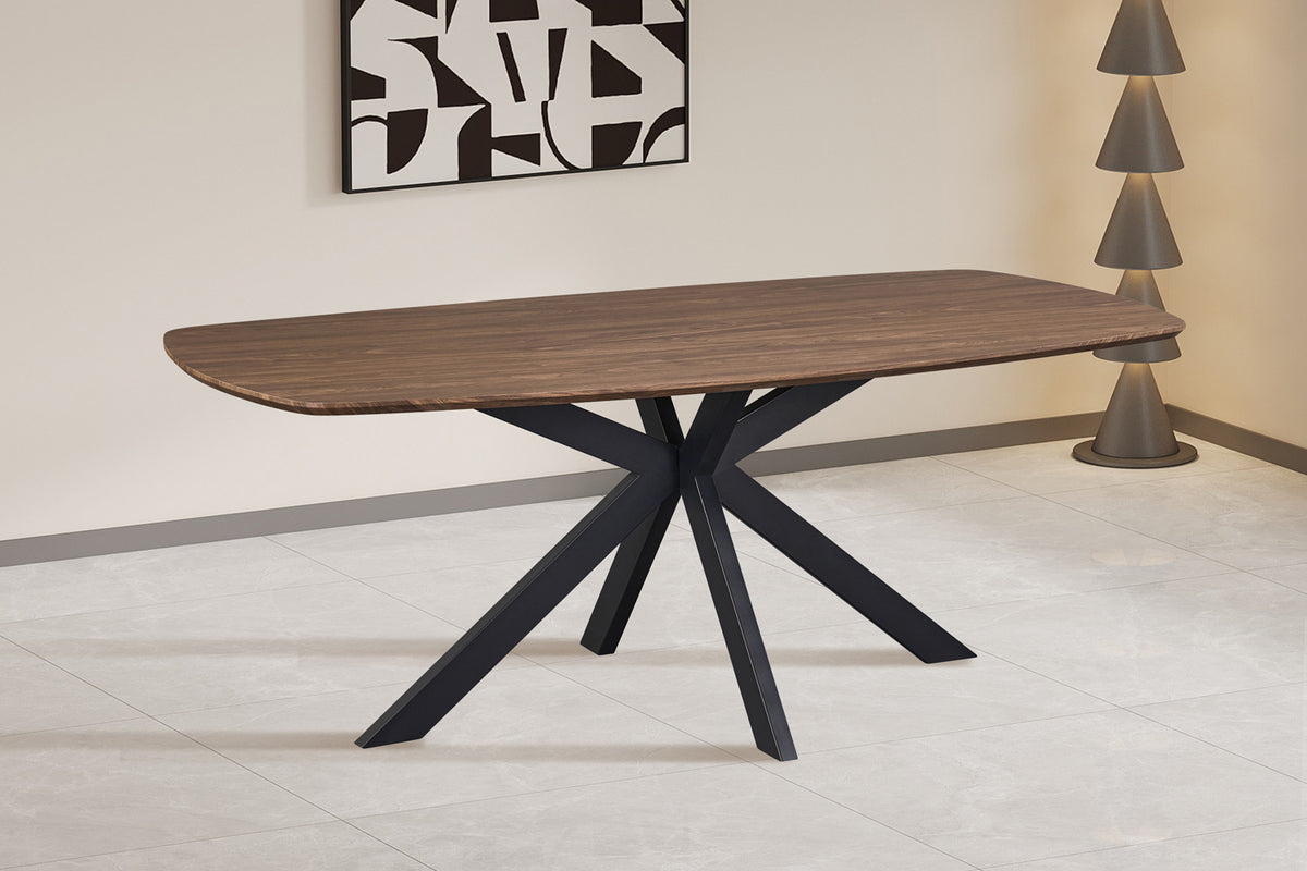 Rousseau - Table à manger ovale danoise Aziz - Décor Chêne foncé - 76 x 200 x 100 cm