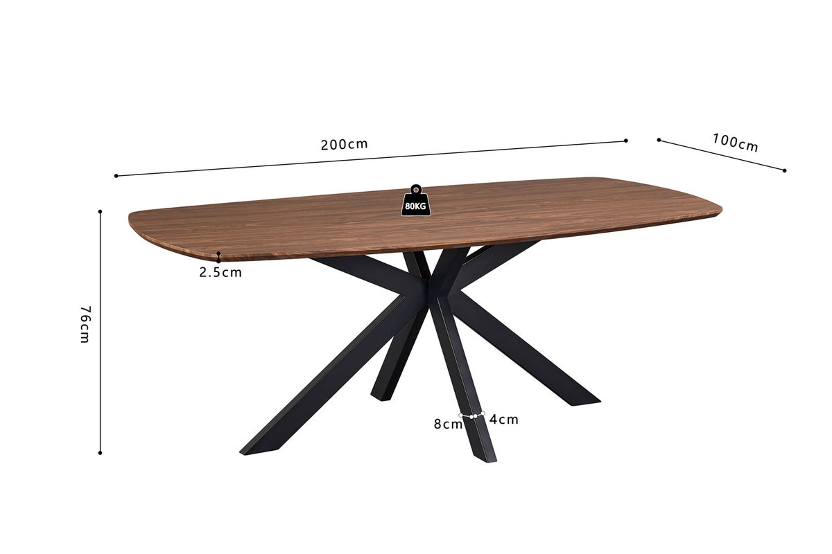 Rousseau - Table à manger ovale danoise Aziz - Décor Chêne foncé - 76 x 200 x 100 cm