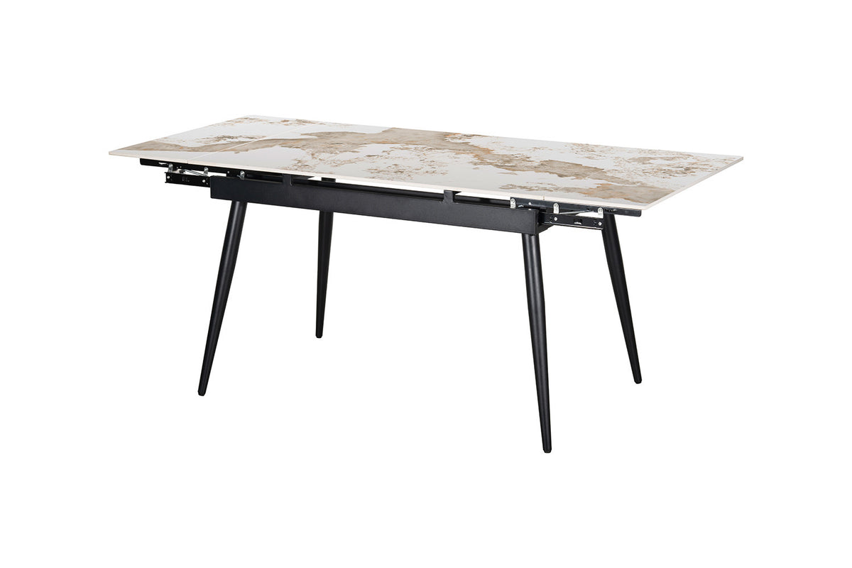 Rousseau - Table à manger extensible Hero - Pierre Pandora brillante - 75.5 x 120/180 x 80 cm