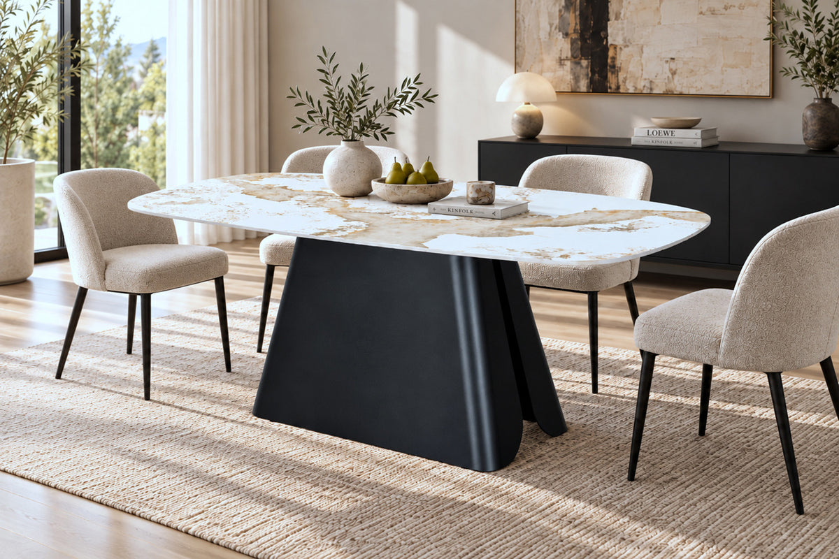 Rousseau - Table Minera - Pandora brillant - Pierre - 76x180x90 cm