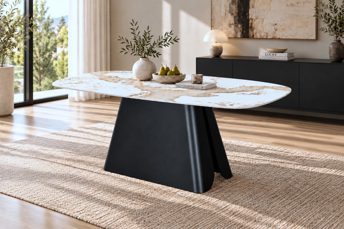 Rousseau - Table Minera - Pandora brillant - Pierre - 76x180x90 cm