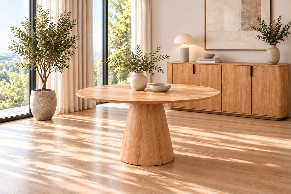 Rousseau - Tafel Porto - Rond - Decor Eik Naturel - 76x125x125 cm