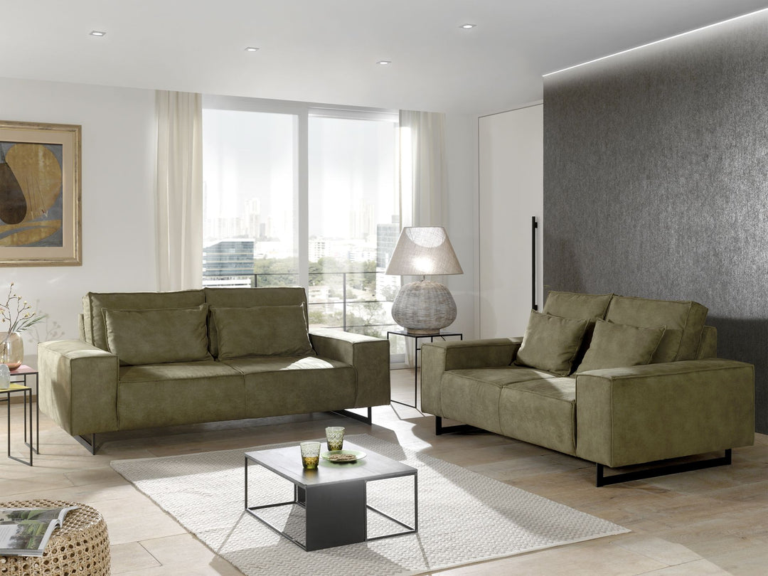 MLM - Salon Natalie 3+2 places - Tissu - Vert - 174/204x93x70cm
