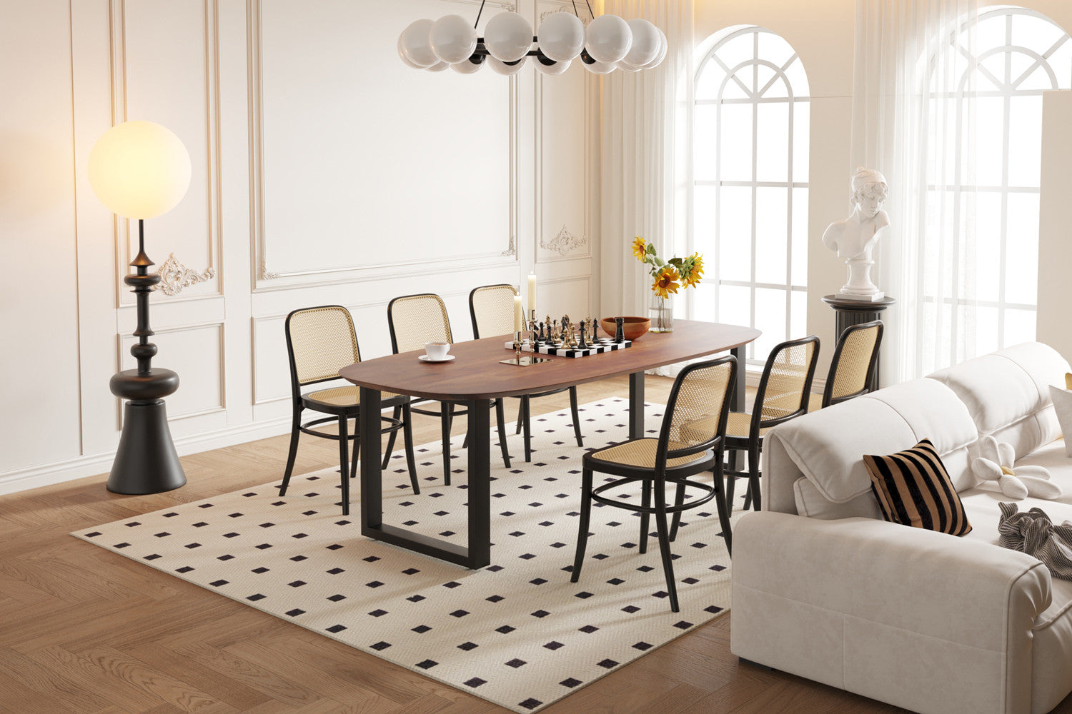 Rousseau - Table Tommy - Pied en U ovale - manguier marron - 77x220x100 cm