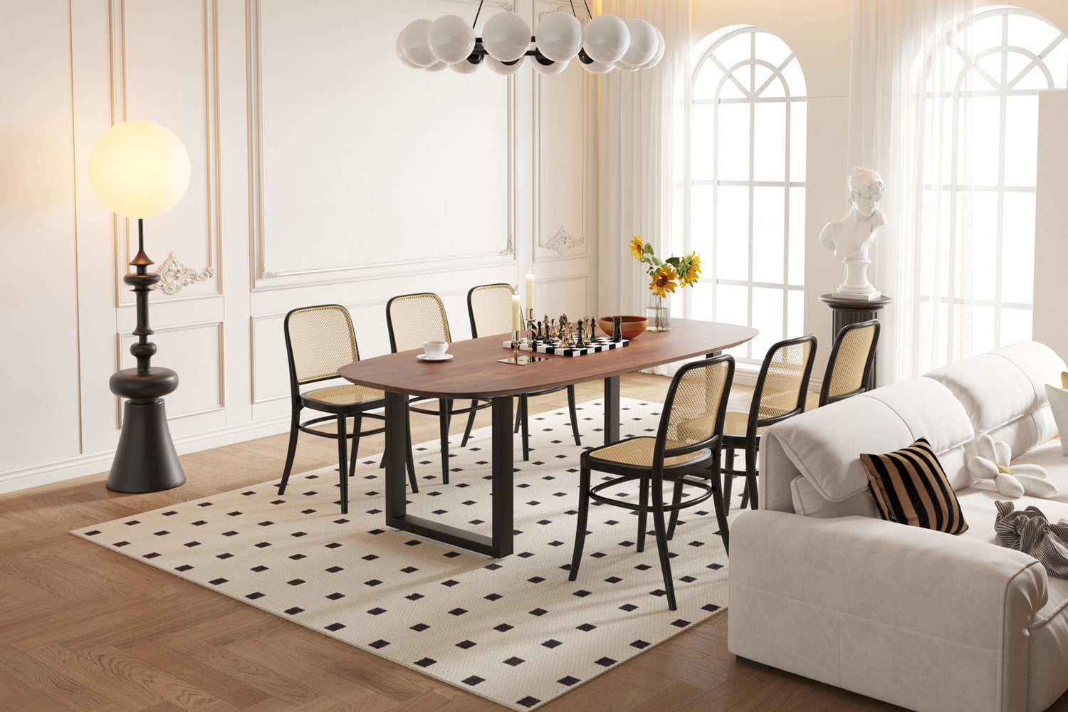 Rousseau - Table Tommy - Pied en U ovale - manguier marron - 77x220x100 cm