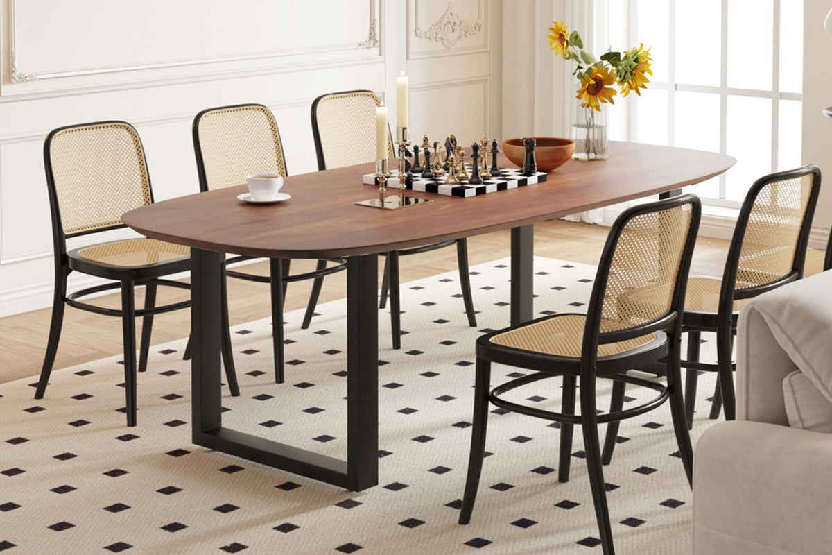 Rousseau - Table Tommy - Ovale danois - Bois de manguier - Marron - 77x100x210 cm