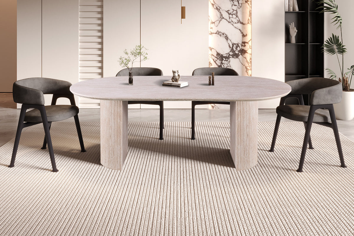 Rousseau - Eettafel Lagos 220 cm Ovaal - Decor Travertin Beige - 76 x 220 x 110 cm