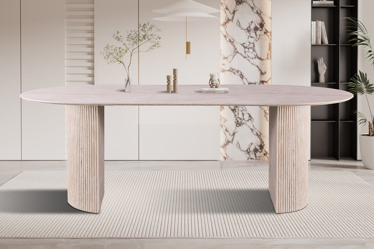Rousseau - Eettafel Lagos 220 cm Ovaal - Decor Travertin Beige - 76 x 220 x 110 cm