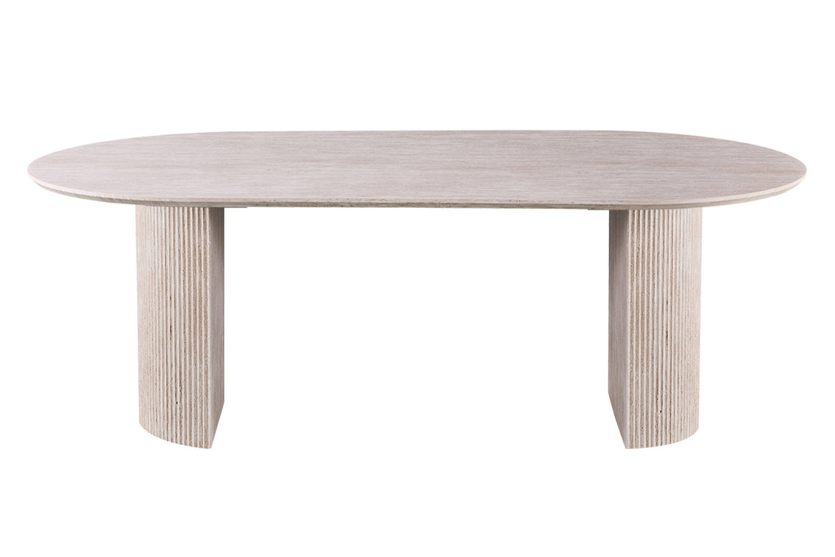 Rousseau - Eettafel Lagos 220 cm Ovaal - Decor Travertin Beige - 76 x 220 x 110 cm