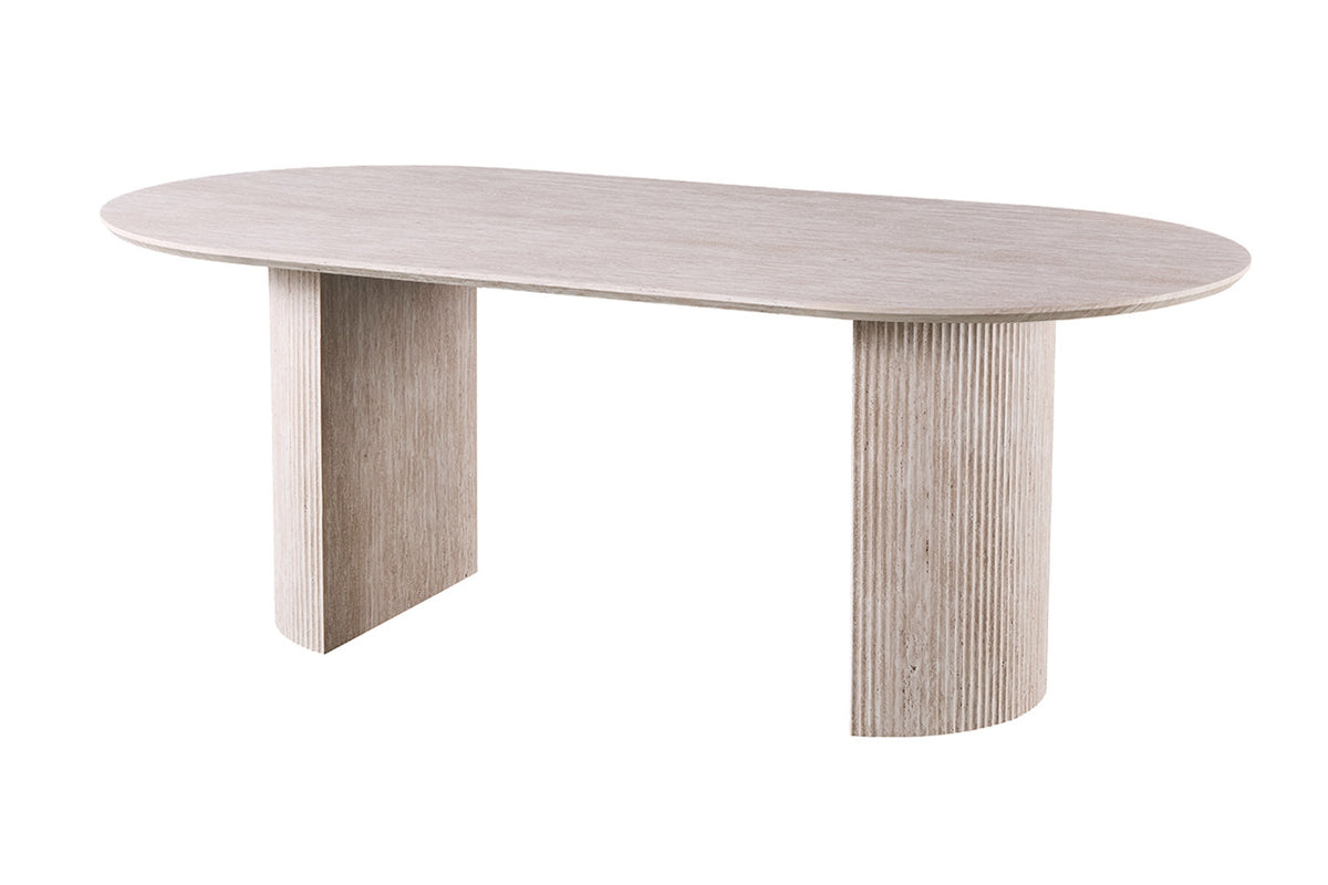 Rousseau - Eettafel Lagos 220 cm Ovaal - Decor Travertin Beige - 76 x 220 x 110 cm