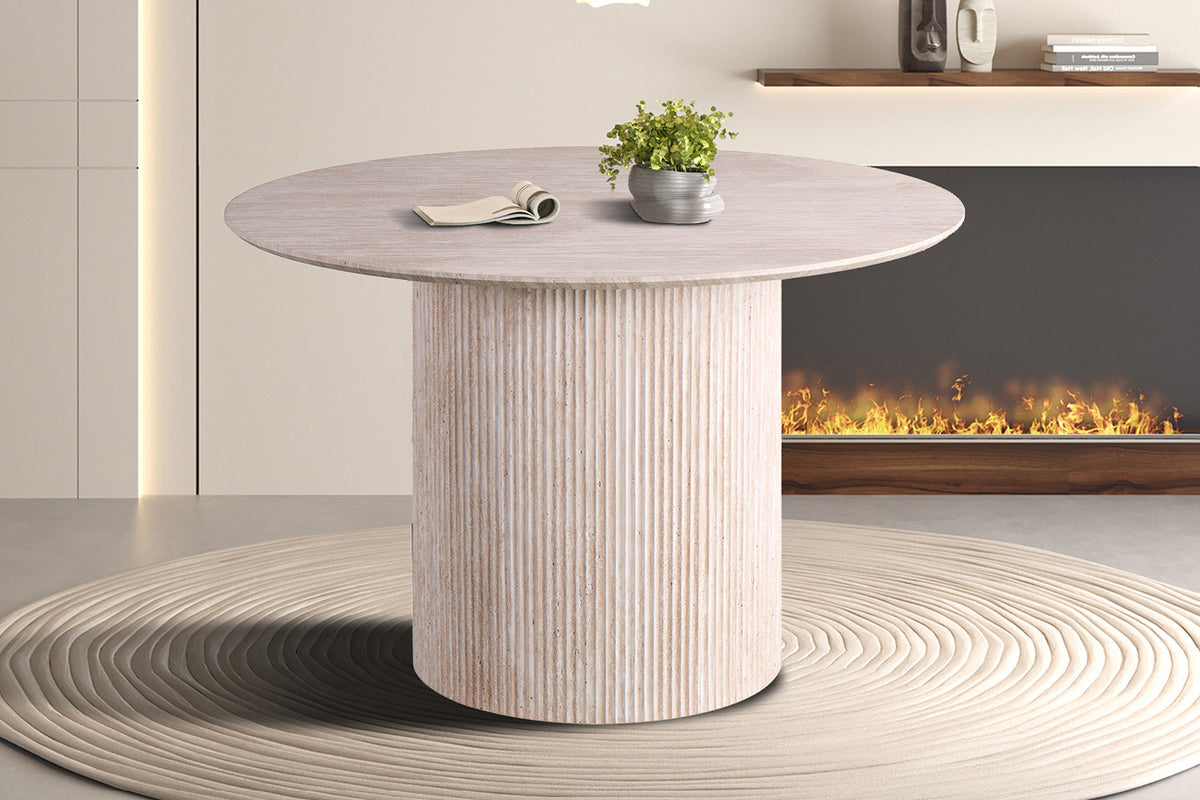 Rousseau - Eettafel Lagos 120 cm Rond - Decor Travertin Beige - 76 x 120 x 120 cm