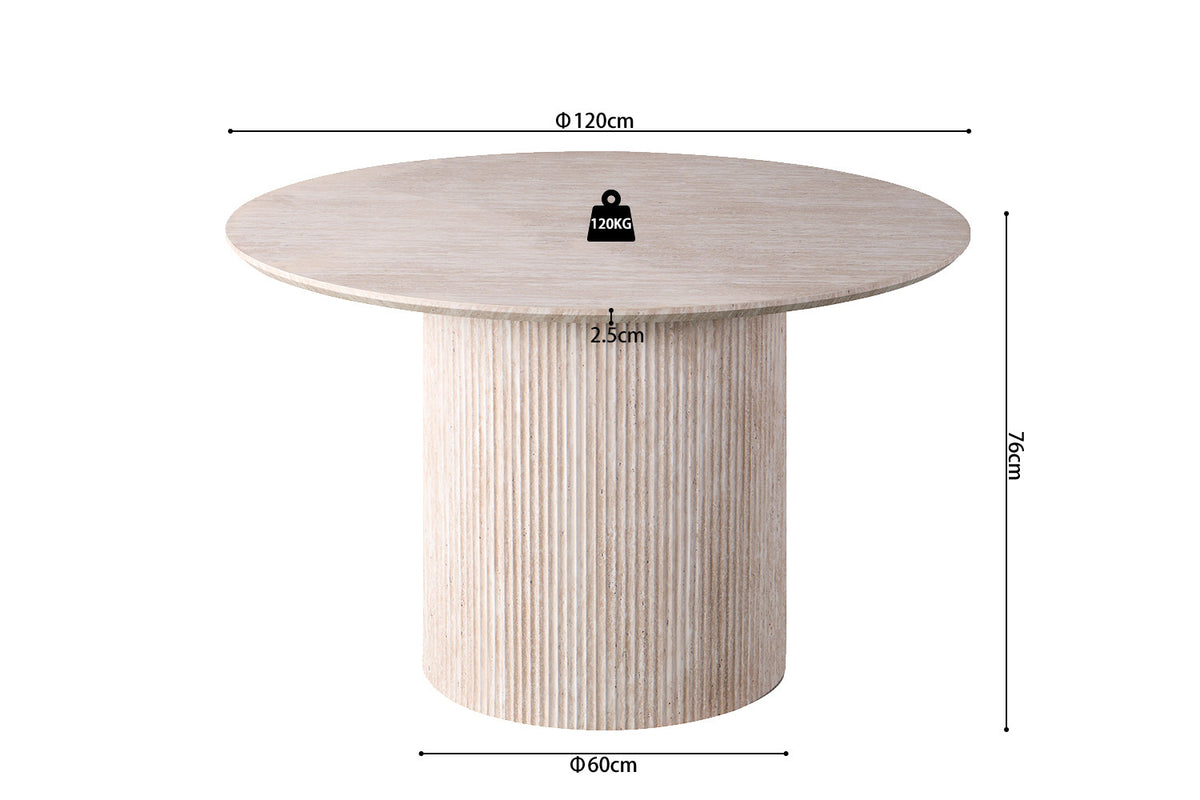 Rousseau - Eettafel Lagos 120 cm Rond - Decor Travertin Beige - 76 x 120 x 120 cm