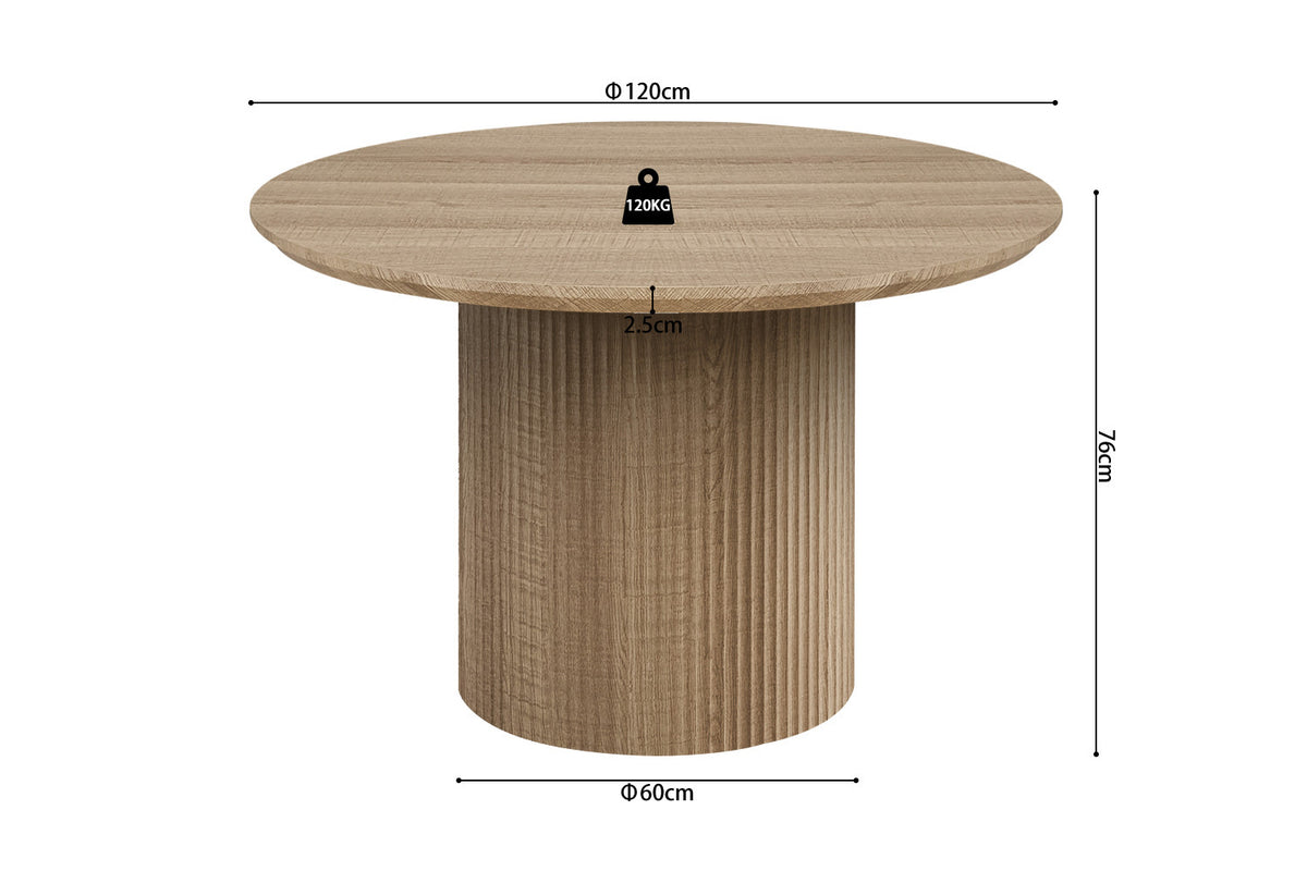 Rousseau - Eettafel Lagos 120 cm Rond - Decor Eik Naturel - 76 x 120 x 120 cm
