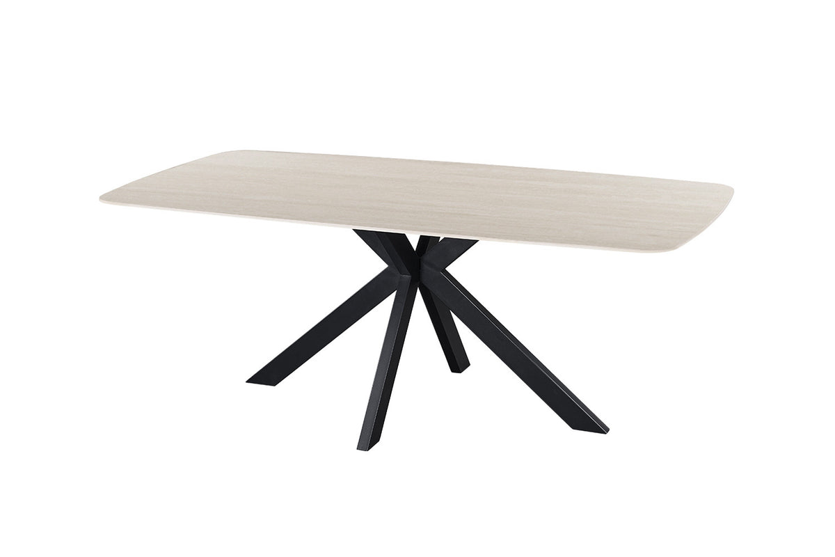Rousseau - Table à manger ovale Apollo - Pierre Gris Baroque - 76 x 200 x 100 cm