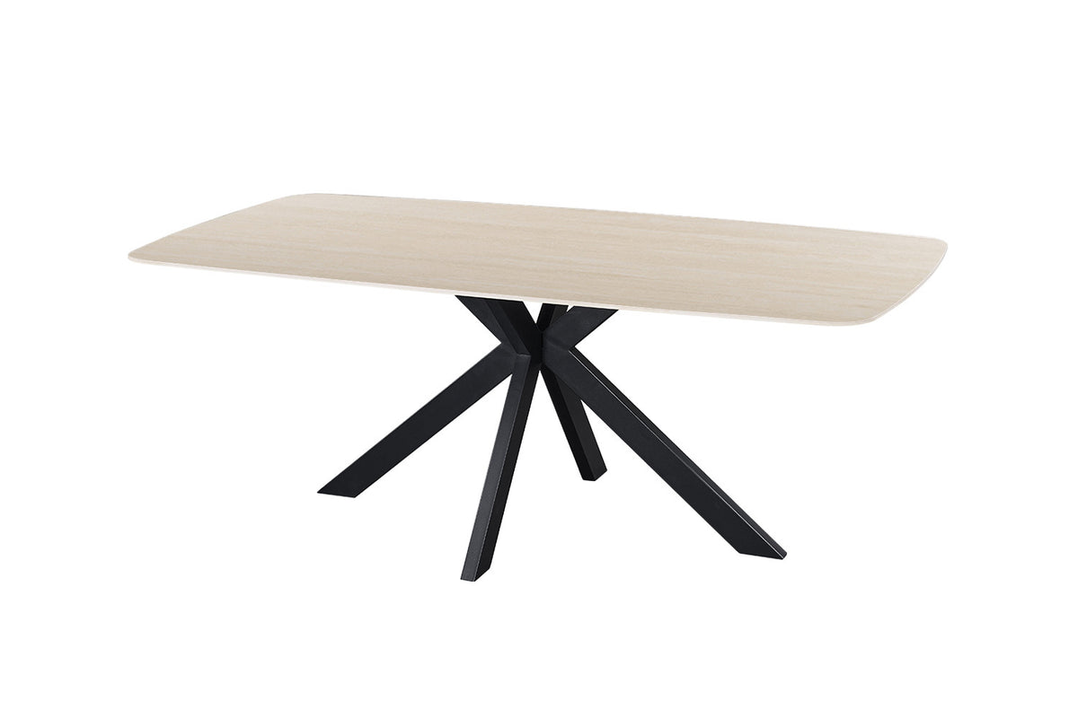 Rousseau - Table à manger ovale Apollo - Pierre Beige Baroque - 76 x 200 x 100 cm