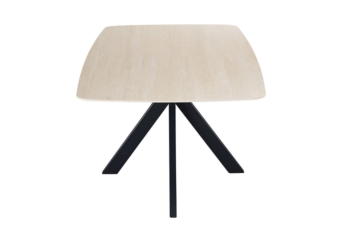 Rousseau - Table à manger ovale Apollo - Pierre Beige Baroque - 76 x 200 x 100 cm
