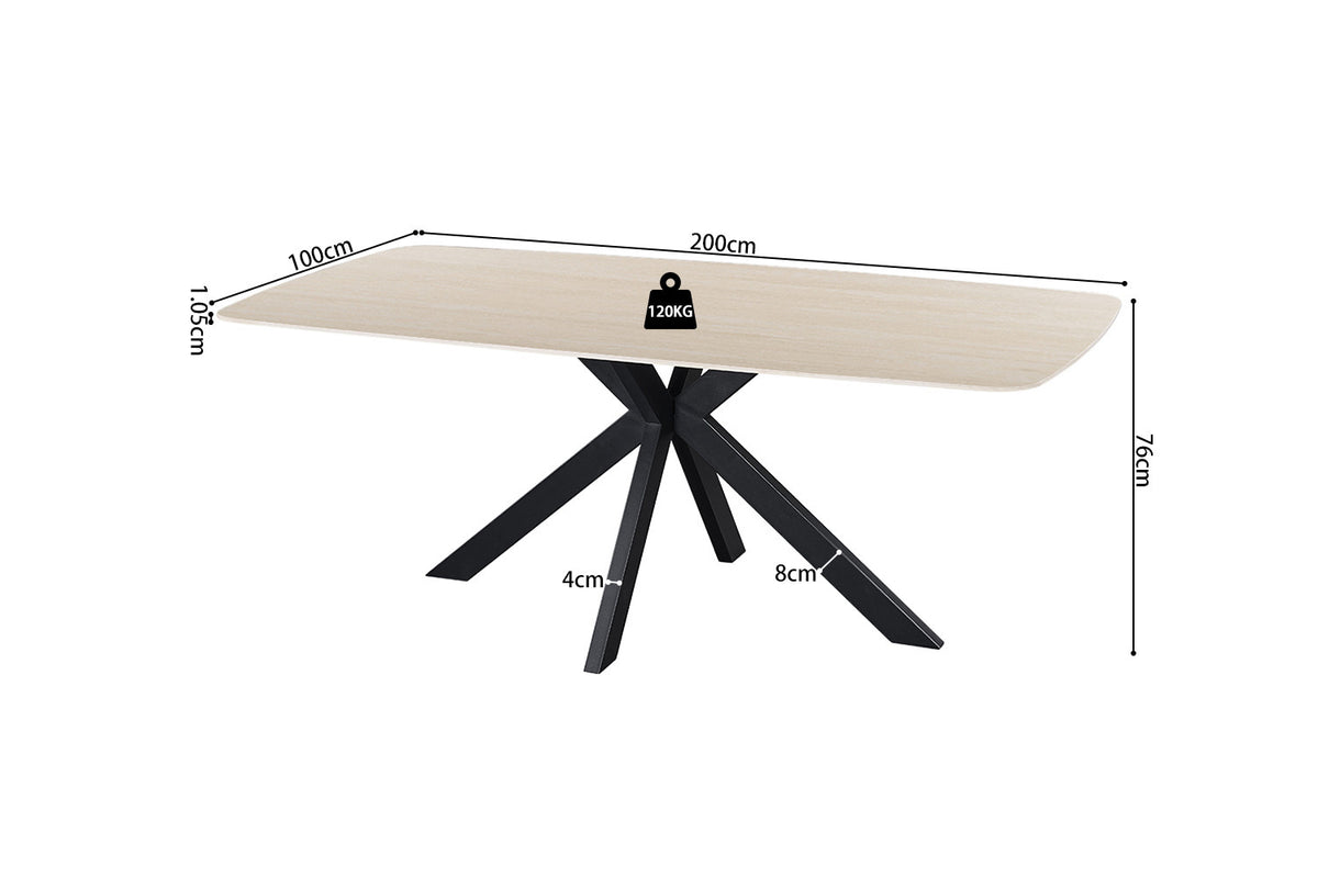 Rousseau - Table à manger ovale Apollo - Pierre Beige Baroque - 76 x 200 x 100 cm